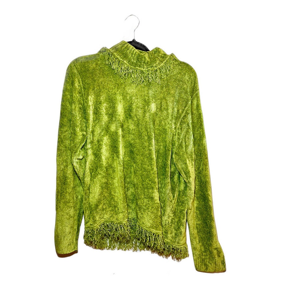 Women’s XL United States Sweaters Green Fringe Turtleneck Pullover Sweater